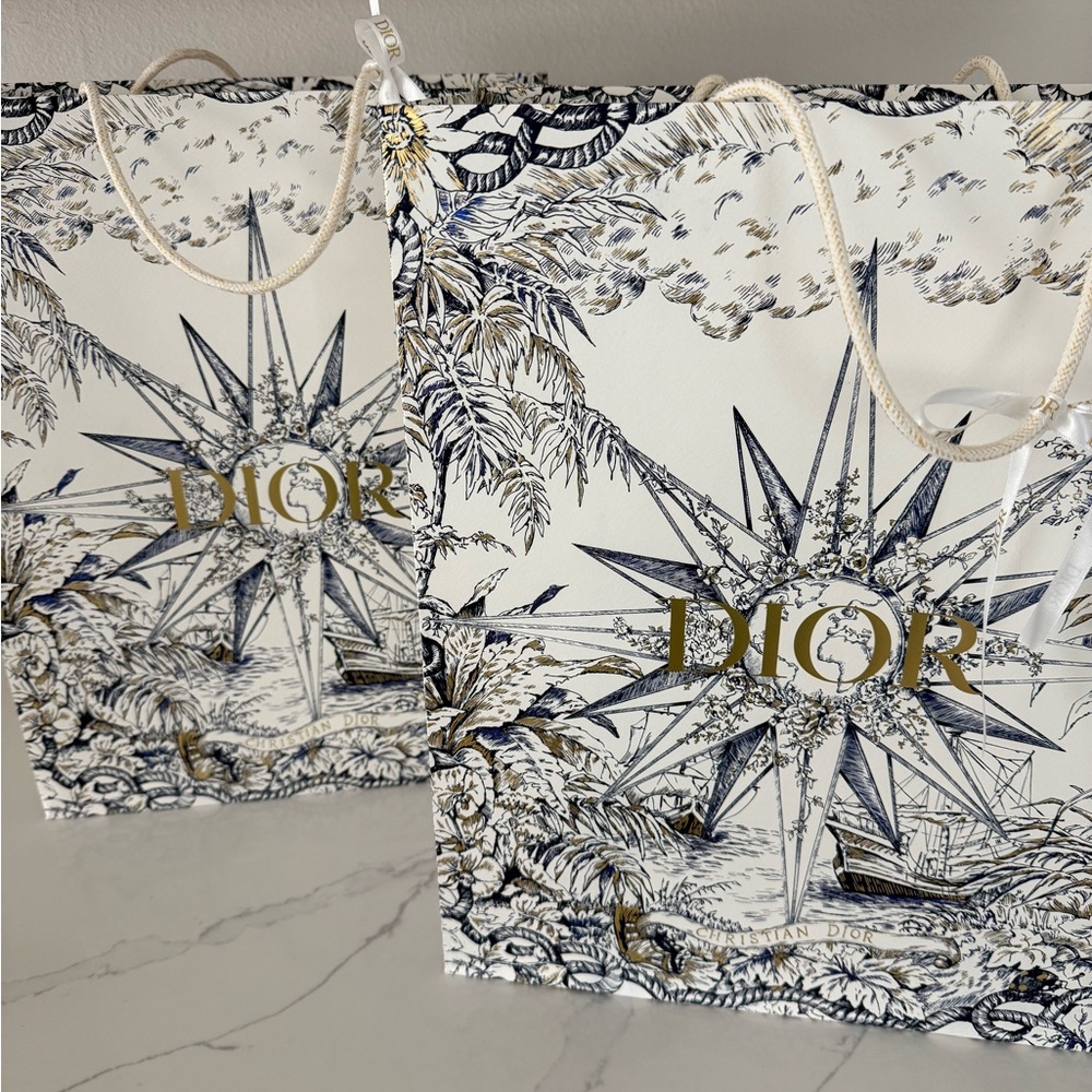 Dior Luxury LARGE Blue and Gold Gift Bags